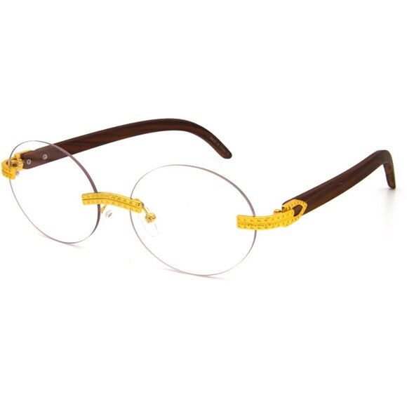 Men Sunglasses Hip Hop Clear Lens Rectangular Rimless Diamond Gang Style Lentes - Picture 1 of 5